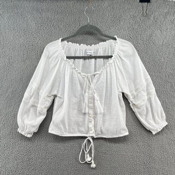faithfull the brand blouse top tassels boho peasant resort beachy size 4 - Picture 1 of 12